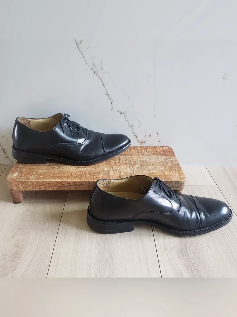 Men's Black Leather‎ Lace-Up Dress Shoes Made in Italy Size 9.5